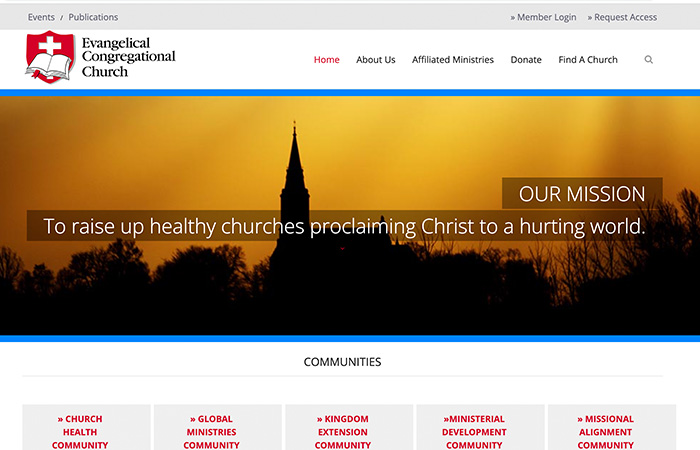 Screen shot of The Evangelical Congregational Church Website